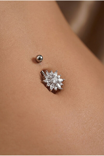 Vilma Aksesuar Cerrahi Çelik Lotus Çiçeği Göbek Piercing (10mm)