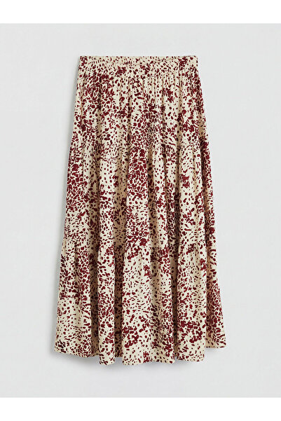 LC Waikiki Vizyon New Season Patterned Layered Skirt with Elastic Waist