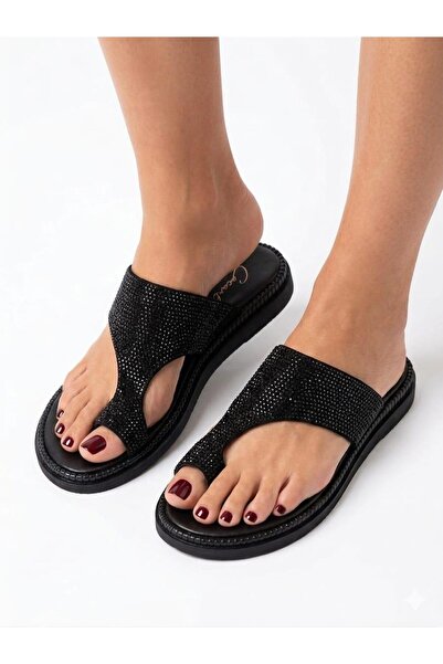 Çaçaroz Ayakkabı Flip-flops din piele de căprioară cu pietre pentru femei, mă...