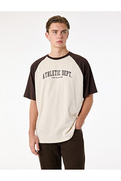 Koton Άνετο βαμβακερό αθλητικό μπλουζάκι με χρωματική αντίθεση, κοντό μανίκι ...