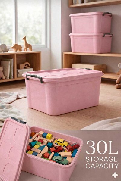 zemihra 30 litre 2 Adet Çok Amaçlı Organizer Kilitli Kapaklı Plastik Saklama ...