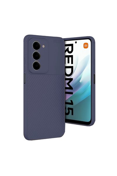 ArkhenX غطاء كربوني بتركيز تلقائي لـ Xiaomi Redmi 15 4G - أزرق داكن