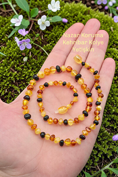 NBS Beautiful Naturel Stones Pure Amber Knotted Adult Women's Necklace 42 cm