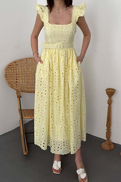 Trendyol Woman Young Mini Jile Square Collar Woven Dress Vestito Donna