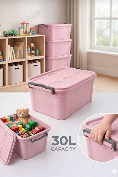 zemihra 30 litre Çok Amaçlı Renkli Organizer Kilitli Kapaklı Plastik Saklama ...