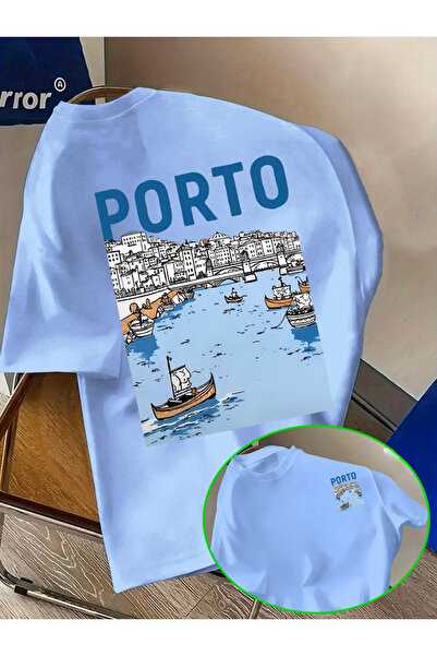 MAVİ YILDIZ Porto Printed Oversize Cotton Crew Neck T-Shirt Tshirt