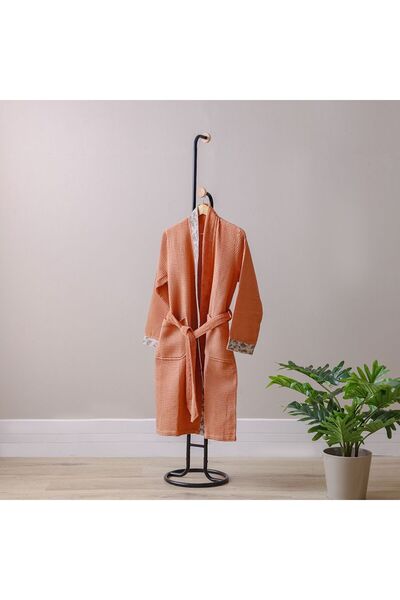 ELEGANZA Ss25-Eleganza Waffle Kimono Bathrob Terra