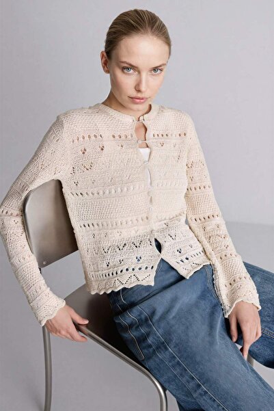 DeFacto Ζακέτα - Εκρού - Κανονική εφαρμογή