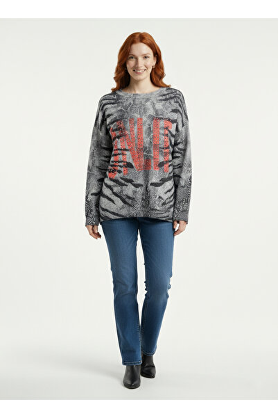 Neden Tekstil Πουλόβερ plus size - Γκρι - Oversize