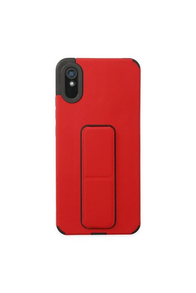 ArkhenX حافظة هاتف Xiaomi Redmi 9a ميجا مع حامل سيليكون - أحمر