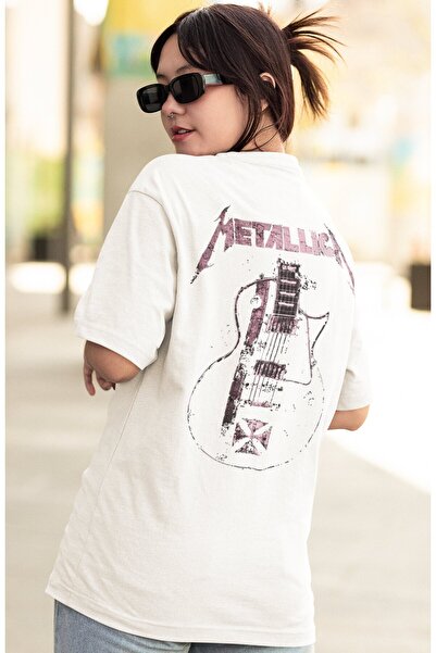 SEVBANO Tricou oversize unisex cu imprimeu pe spate Metallica Rock Metal Musi...