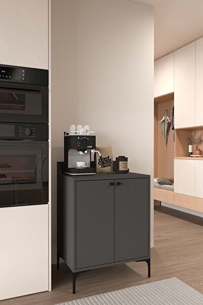 GaniHome Vento 2 Kapaklı Kahve Köşesi Mutfak Dolabı Airfryer Standı Çok Amaçl...