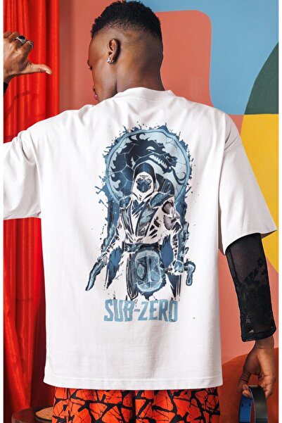 SEVBANO Sub Zero Mortal Kombat Anime Series Back Printed Unisex Oversize T-Shirt
