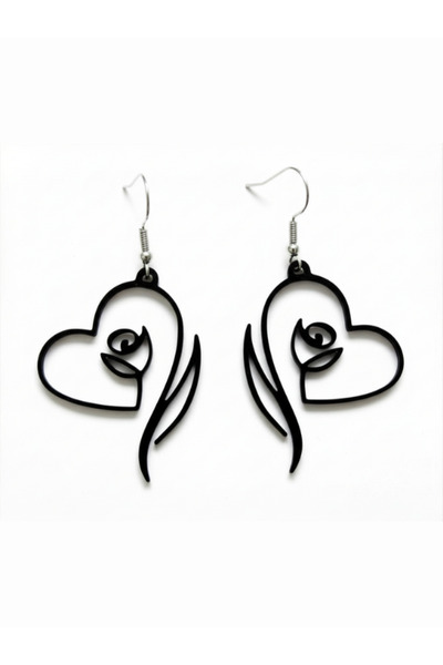 Fullment Rose Design Earrings in Heart – Minimalist Romance