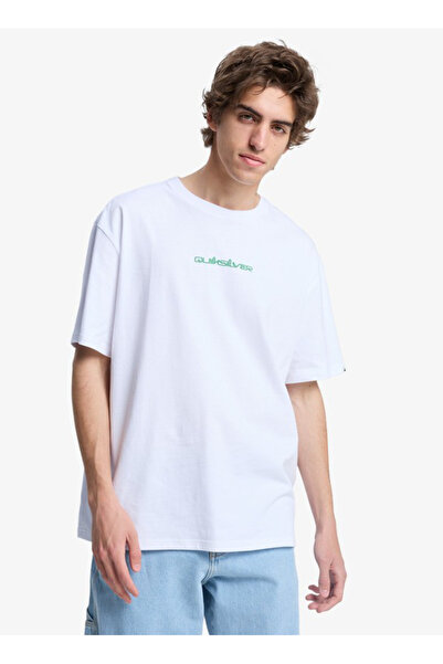 Quiksilver Ανδρικό μπλουζάκι FRACTURED WAVE με λευκό λαιμόκοψη και κανονικό τ...