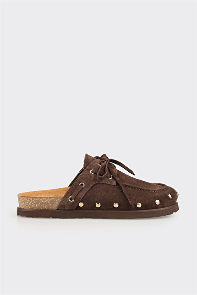 Elle Shoes Kahve Deri Kadın Terlik