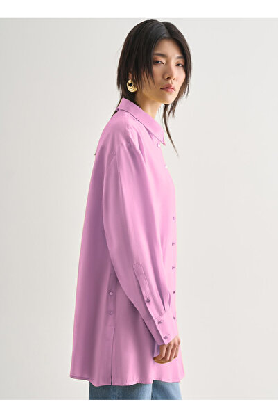 Mizalle Gömlek Yaka Pembe Kadın Tunik M2MZ1030210219