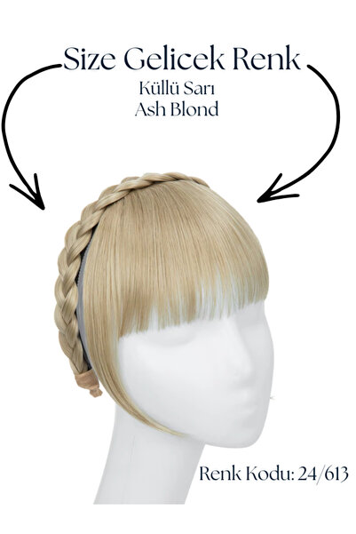 Braided Ashy Blonde Headband Crown Fringe Hairpiece Wigs