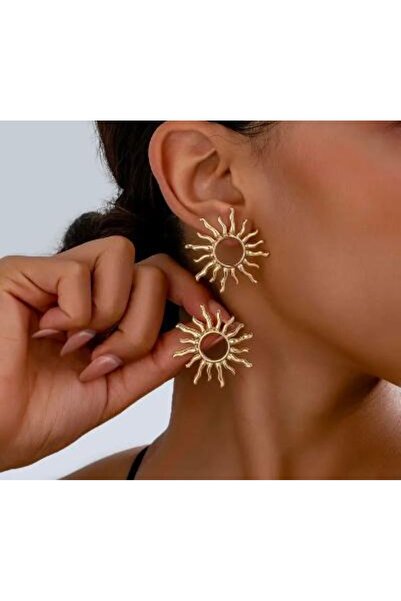 GAMY JEWELLERY Χρυσά σκουλαρίκια σε σχήμα ήλιου