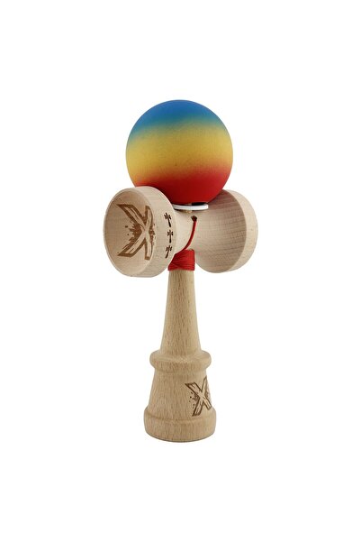 Cyrax Kendama X Original, Șnur 62/65 cm Gradient Albastru/Galben/Roșu