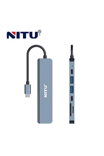 NITU 7-in-1, Multi-Port Type-C Adapter Hub to 4K HDMI, Micro SD Card Reader, USB C & USB A 3.0,