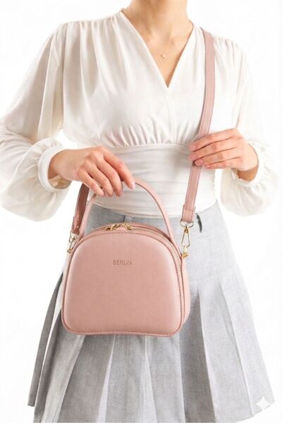 H&D COLLECTİON Γυναικεία τσάντα χειρός και ώμου Berlin Box Model με λεπτομέρε...