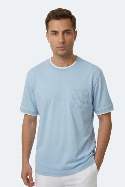 Slazenger Ανδρικό βαμβακερό μπλουζάκι ZAVIER σε μπλε χρώμα