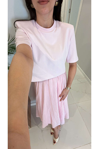 BİRCANÇİL T-Shirt - Ροζ - Τοποθετημένο