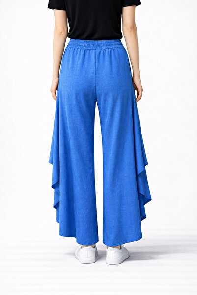rlt relax time Women's Wide-Legged Trousers – High-Waisted, Elastic, Slit Detail, Loose-Fitting Summer Pants