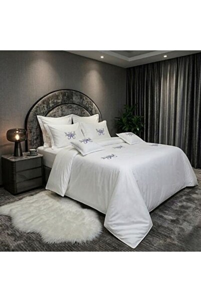 Casa bumbac textil by Edural Set de lenjerie de pat brodată, alb, 8 piese, 10...