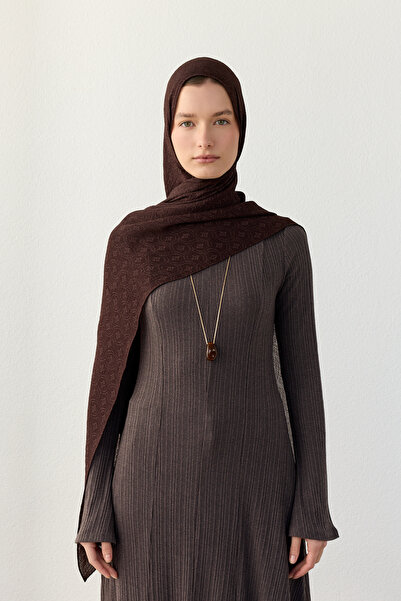 FENZA SCARF LUNA LOGO JAKARLI ACI KAHVERENGİ ŞAL