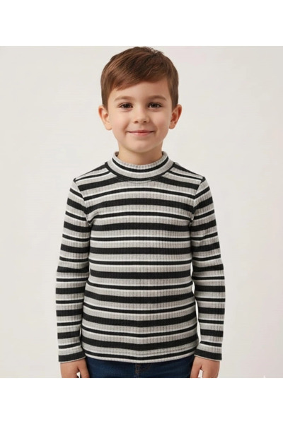 Yonca Çocuk Ync 7778-1 Girls-Boys Striped Ribbed Combed Cotton Badi