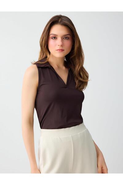 Jimmy Key Πλεκτή μπλούζα σε στενή γραμμή χωρίς μανίκια με λαιμόκοψη πόλο σε κ...