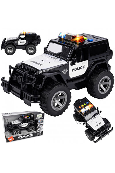 MalPlay Masinuta interactiva pentru copii Jeep Police Black, cu sunete si lum...
