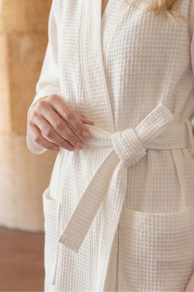 Motif Mağaza *Export Surplus* Waffle Pike Unisex Bathrobe 100% Cotton -Slightly Imperfect-