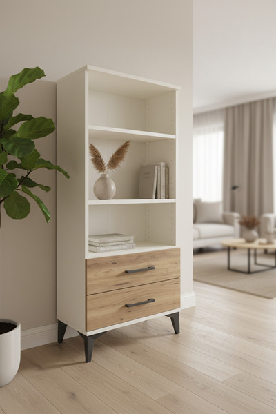 mobihobi Silva 3 Raflı 2 Çekmeceli Dolap 60x30x134 Aytaşı-Çam: Şıklık ve Fonk...