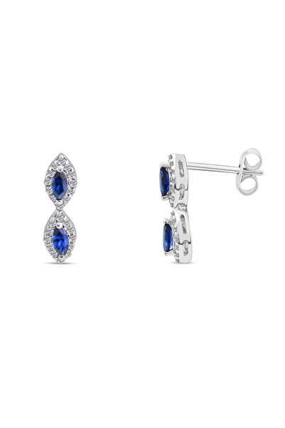 0.60 Karat Safir Pırlanta Küpe