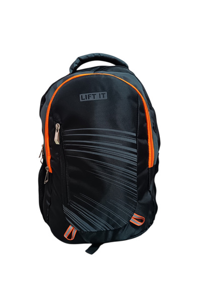 LIFT IT Unisex Gray Backpack with Orange Trim – Lightweight School & Travel Bag