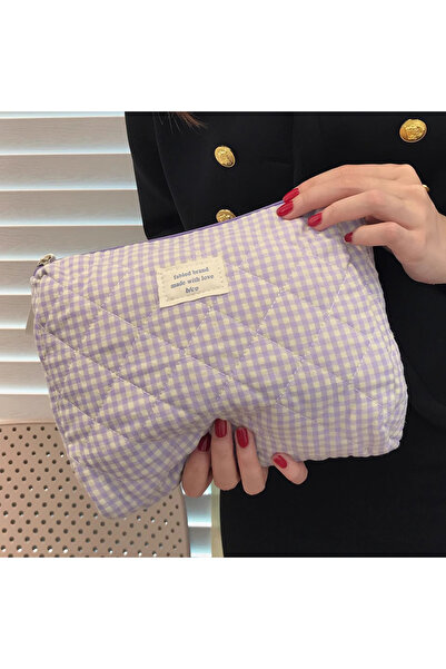 Choice Style 4 Large Capacity Cotton Makeup Bag Women Checkered Brushes Stora...