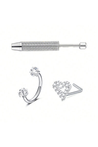 Choice4 C Skeleton 18G 1.0x8mm حلقات وأقراط الأنف 3 قطع/مجموعة، حلقات أنف على...