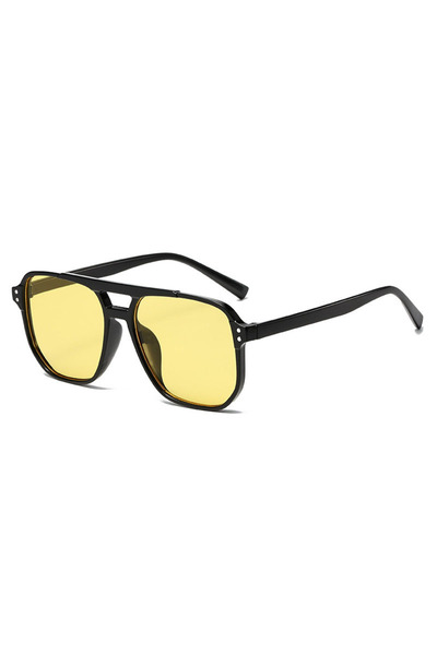 Choice7 Yellow Fashionable Large Frame Retro Sunglasses, New Ocean Film Doubl...