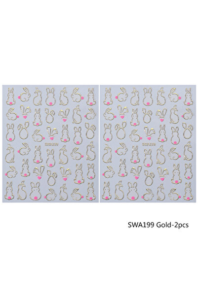 choice2 SWA199 Gold-2pcs 2pcs Easter Nail Stickers Bronzing Gold/Silver Cute ...