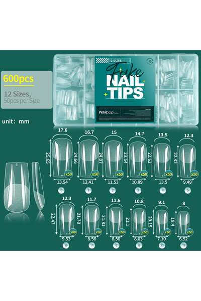 Choice5 أظافر صناعية M-Square-600 Nailpop، 10/12 مقاسات، أطراف تغطية كاملة، ل...