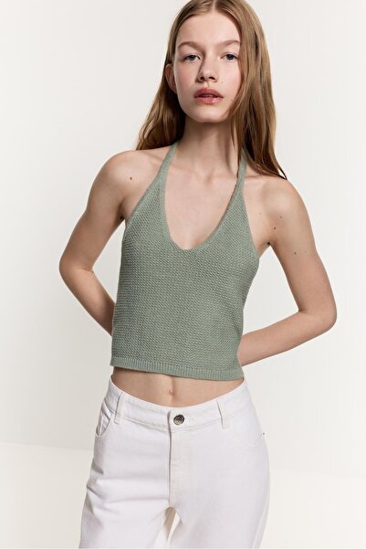 LEFTIES Halter yaka örgü top