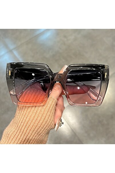 Choice1 Gray Pink Gradient Fashion Sunglasses Large Square Rectangle Frame An...