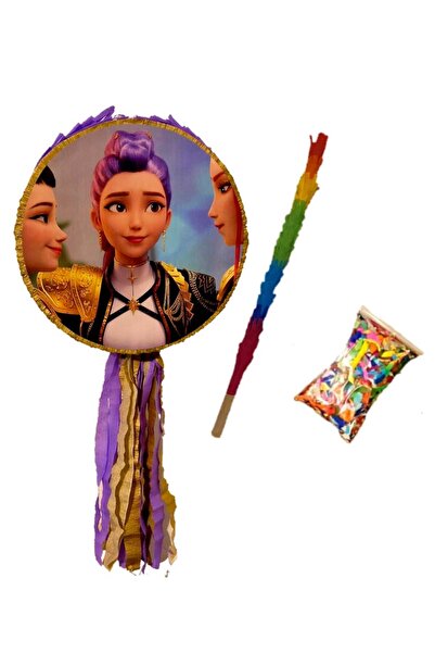 PinaStar Pinata PinaStar, Golden Model Huntrix, K Pop, Demon Hunters, cu bat din lemn si confetti