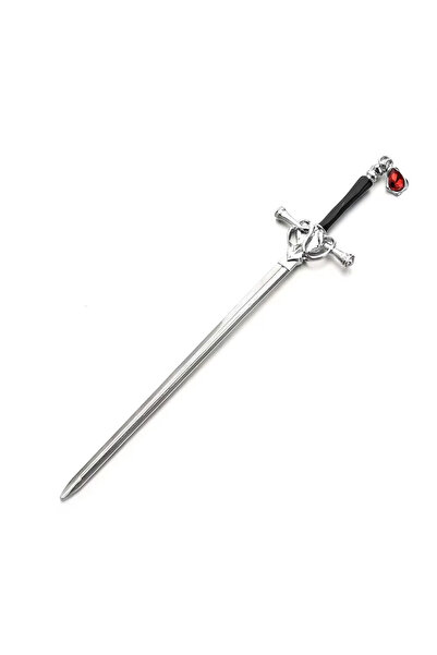 Choice 1PC-Silver Creative Sword-Shaped Ruby Hairpin, Retro Chinese Style, Pe...