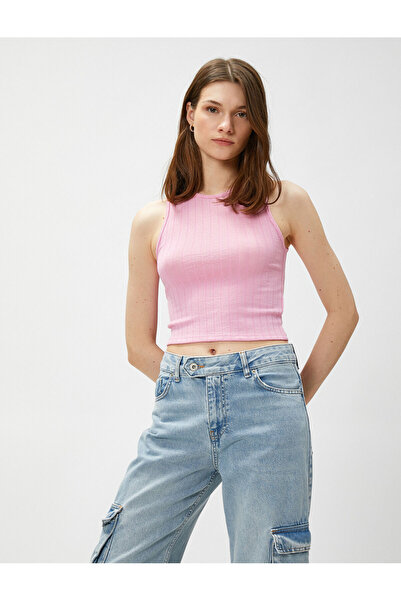 Koton Crop Athlete Crew Neck Αμάνικο