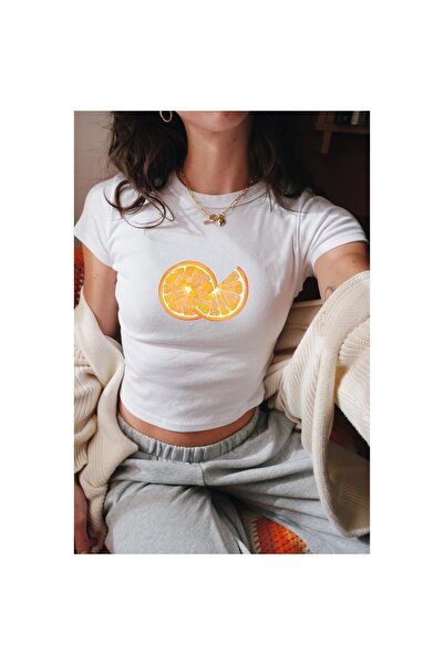 ZAVIXO Women's Crop Top Fruit Patterned Slim Fit Modern Summer Style