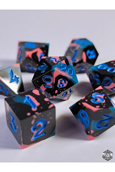 Soulsnstuff El Yapımı DND Zar Seti – Void Pop Epoksi Reçine RPG Dice – Özel T...